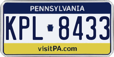 PA license plate KPL8433