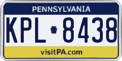 PA license plate KPL8438