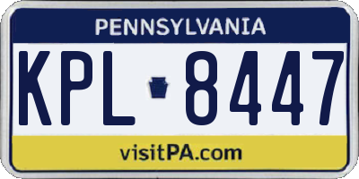 PA license plate KPL8447