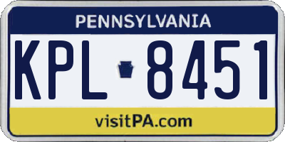 PA license plate KPL8451
