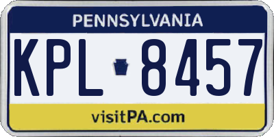 PA license plate KPL8457