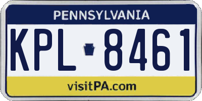 PA license plate KPL8461