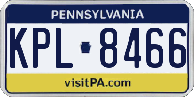 PA license plate KPL8466