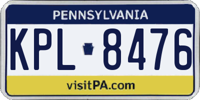 PA license plate KPL8476