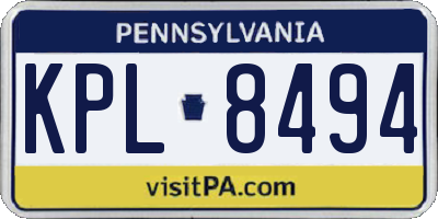 PA license plate KPL8494