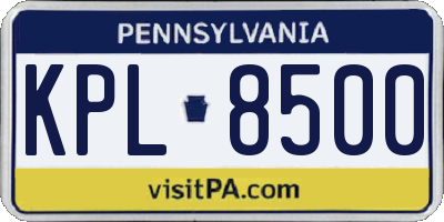 PA license plate KPL8500