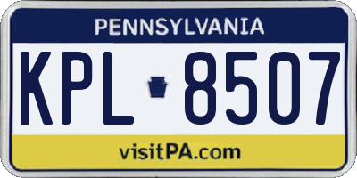 PA license plate KPL8507