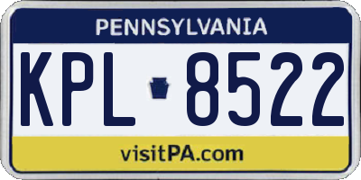 PA license plate KPL8522