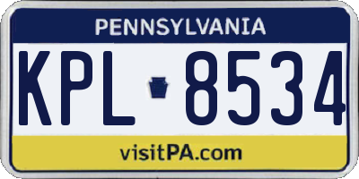 PA license plate KPL8534