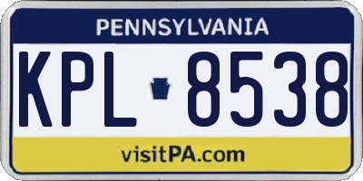 PA license plate KPL8538