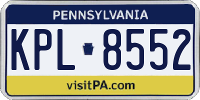 PA license plate KPL8552