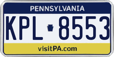 PA license plate KPL8553