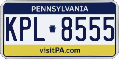 PA license plate KPL8555
