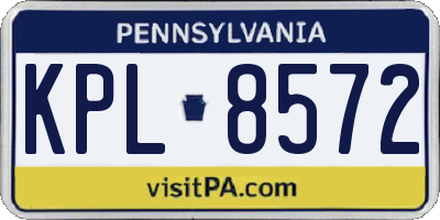 PA license plate KPL8572