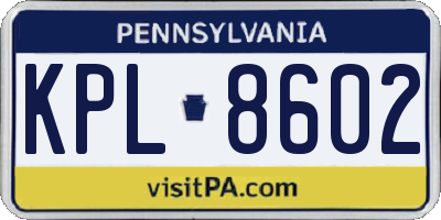 PA license plate KPL8602