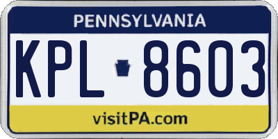 PA license plate KPL8603