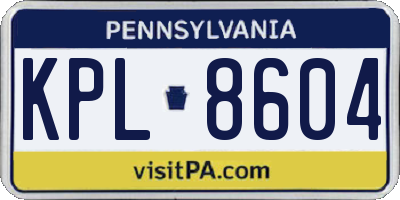 PA license plate KPL8604