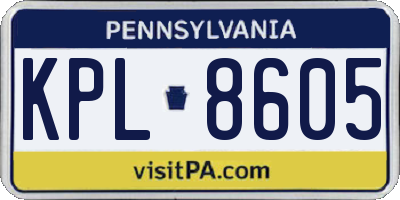 PA license plate KPL8605