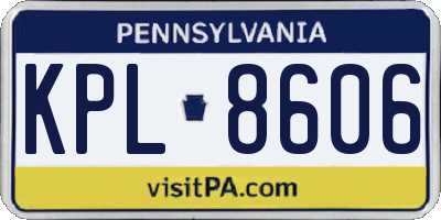 PA license plate KPL8606
