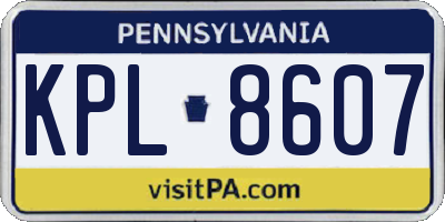 PA license plate KPL8607