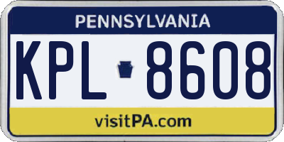 PA license plate KPL8608