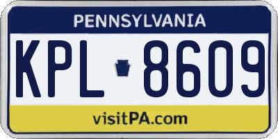 PA license plate KPL8609