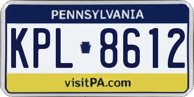PA license plate KPL8612