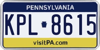PA license plate KPL8615