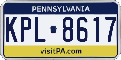 PA license plate KPL8617