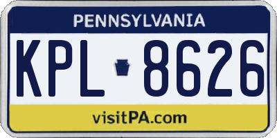 PA license plate KPL8626