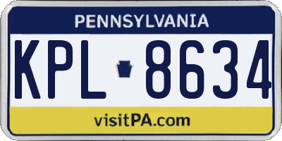 PA license plate KPL8634
