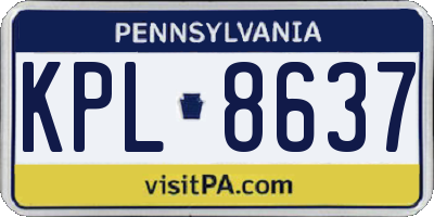 PA license plate KPL8637