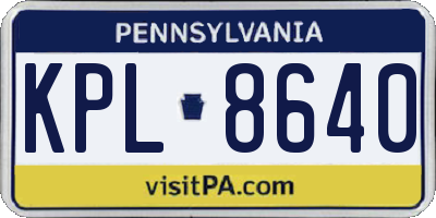 PA license plate KPL8640