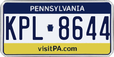PA license plate KPL8644