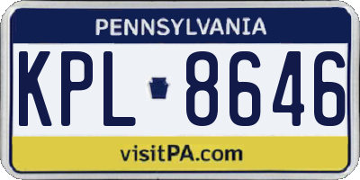 PA license plate KPL8646