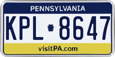 PA license plate KPL8647