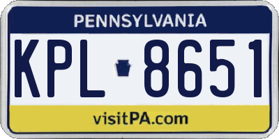 PA license plate KPL8651