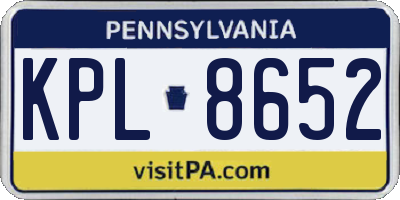 PA license plate KPL8652