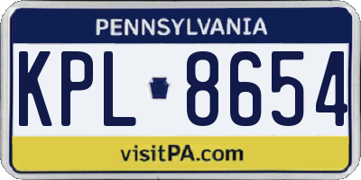 PA license plate KPL8654