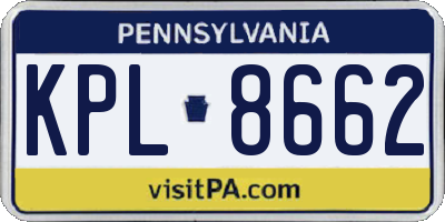 PA license plate KPL8662