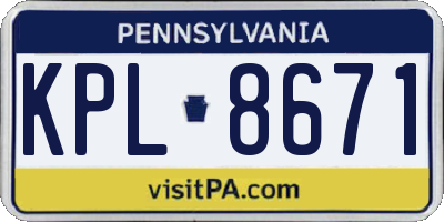 PA license plate KPL8671
