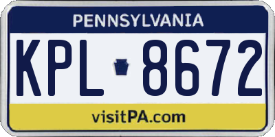 PA license plate KPL8672