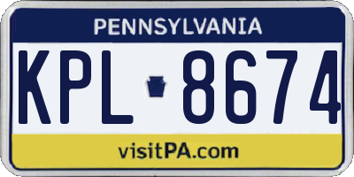 PA license plate KPL8674