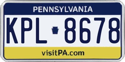 PA license plate KPL8678