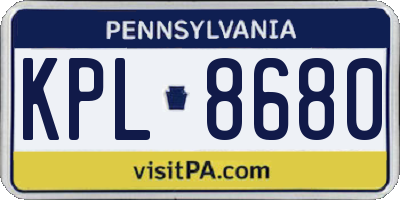 PA license plate KPL8680