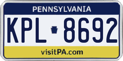 PA license plate KPL8692