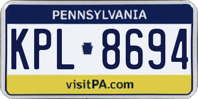 PA license plate KPL8694