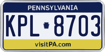 PA license plate KPL8703