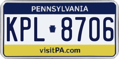 PA license plate KPL8706
