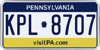 PA license plate KPL8707